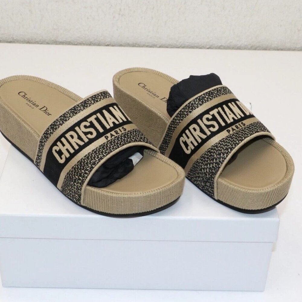 Christian Dior D-Way Wedge Slides Platform Obliqu… - image 1